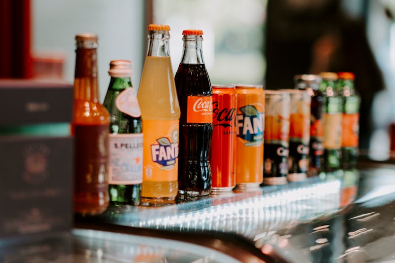 Assorted craft sodas in glass bottles